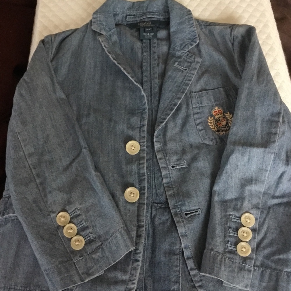 Ralph Lauren Denim Crested Blazer